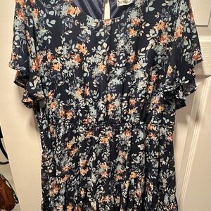 Floral Navy Plus Size Dress
